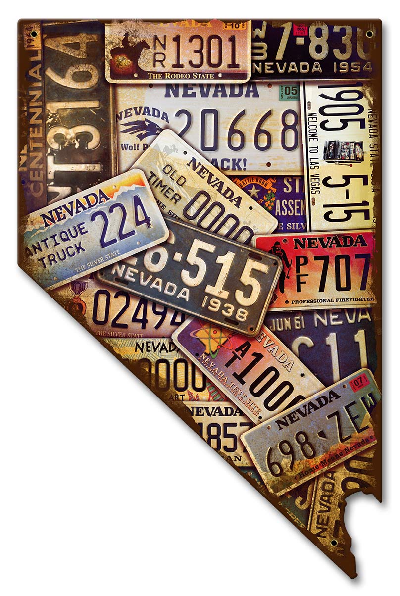 Nevada License Plates Vintage Sign, License Plates, Metal Sign, Wall Art, 10 X 16 Inches