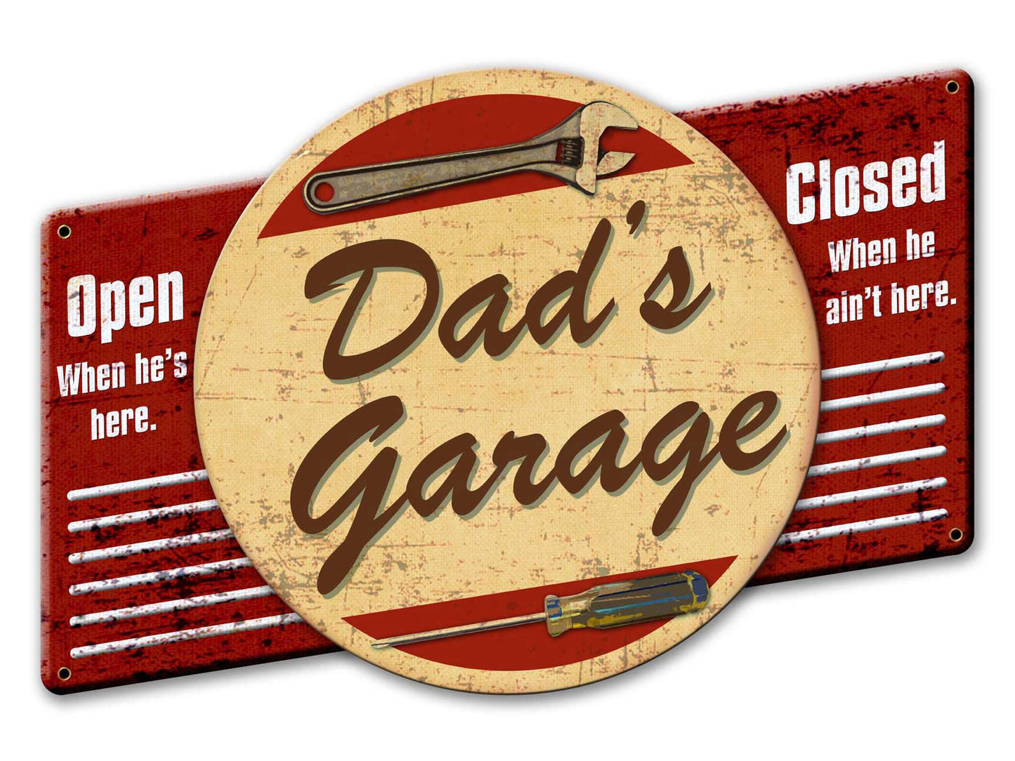3-D Dad's Garage, 3-D, Metal Sign, Wall Art, 22 X 16 Inches