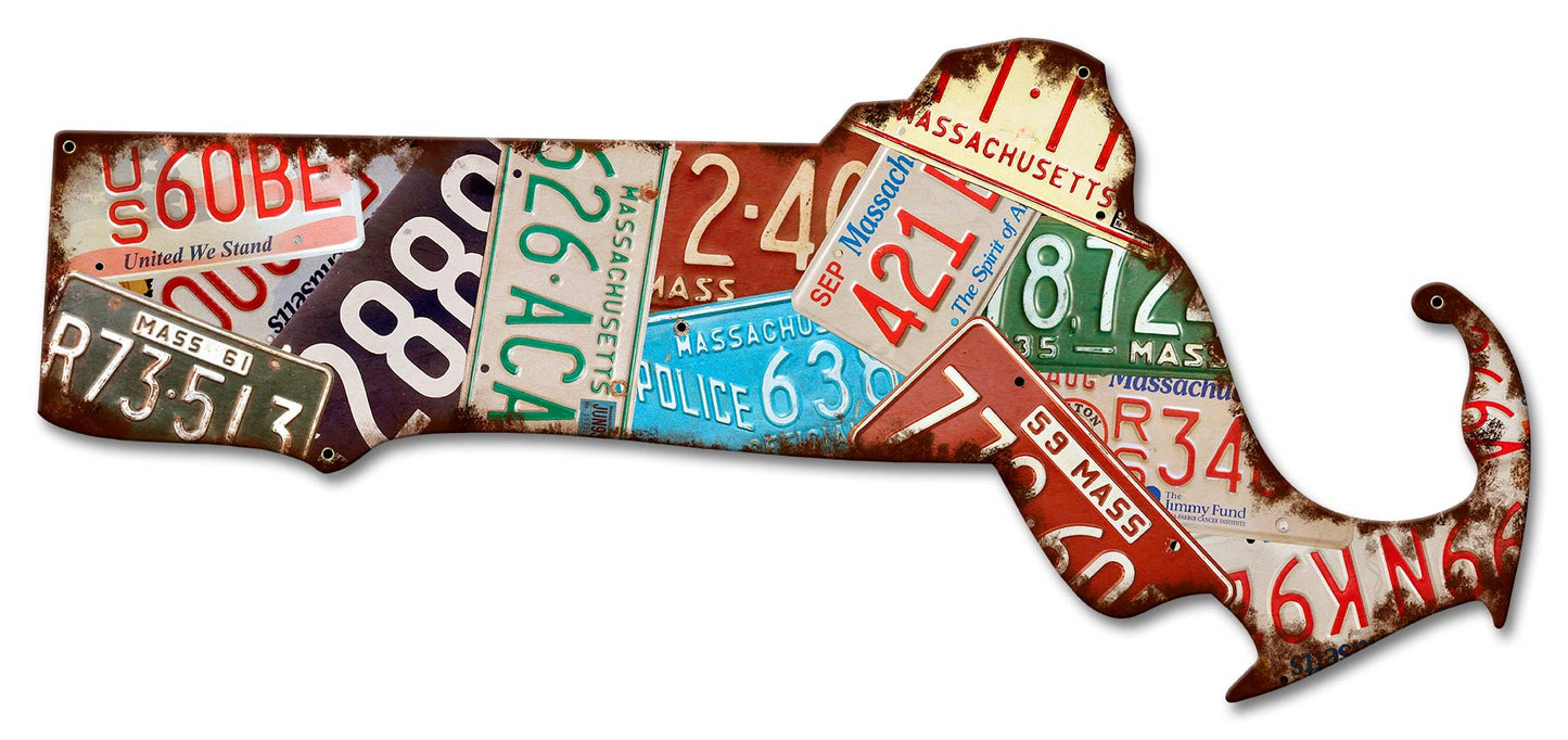 Massachusetts License Plates, License Plates, Metal Sign, Wall Art, 24 X 11 Inches