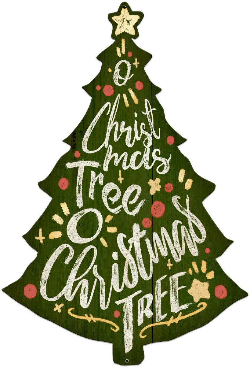 O' Christmas Tree Colorful, Seasonal, Metal Sign, Wall Art, 15 X 22 Inches