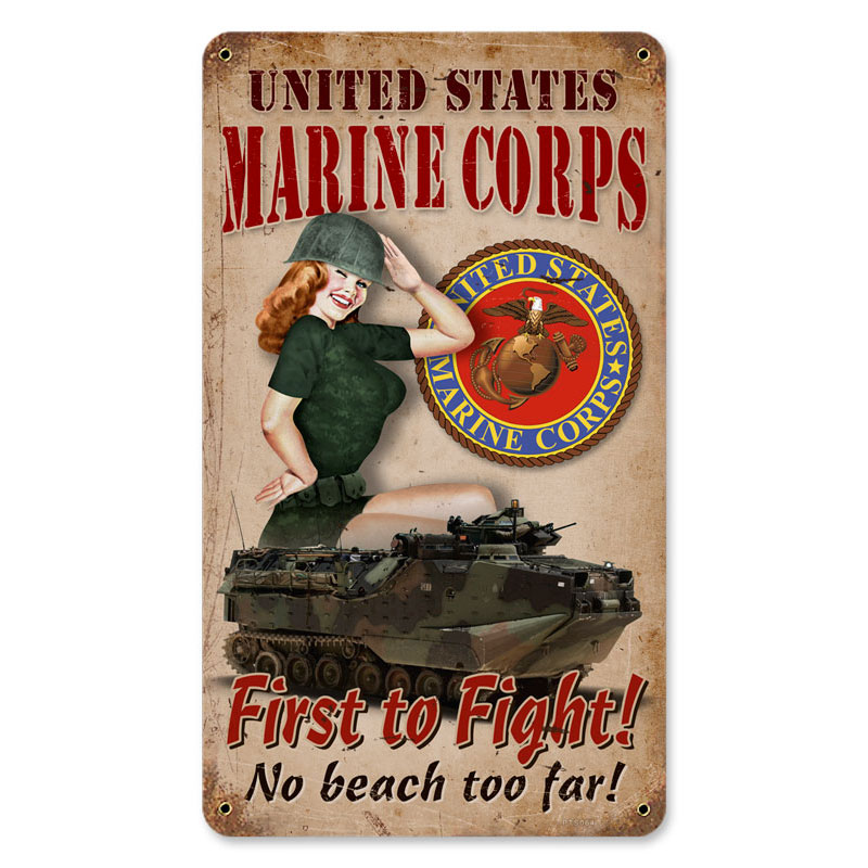 MARINE CORPS, Military, Metal Sign, Wall Art, 8 X 14 Inches