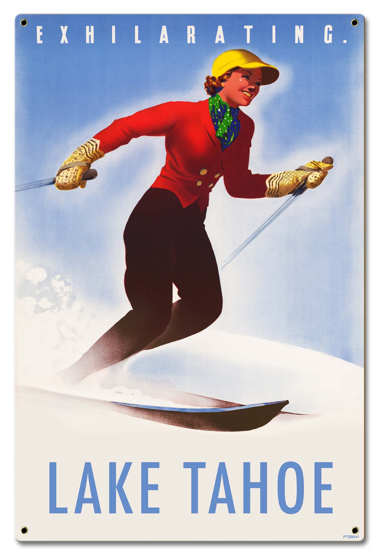 Exhilarating Lake Tahoe Vintage Sign, Travel, Metal Sign, Wall Art, 16 X 24 Inches