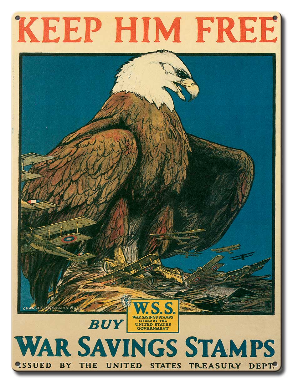 Eagle War Saving Stamps Vintage Sign, Military, Metal Sign, Wall Art, 12 X 16 Inches