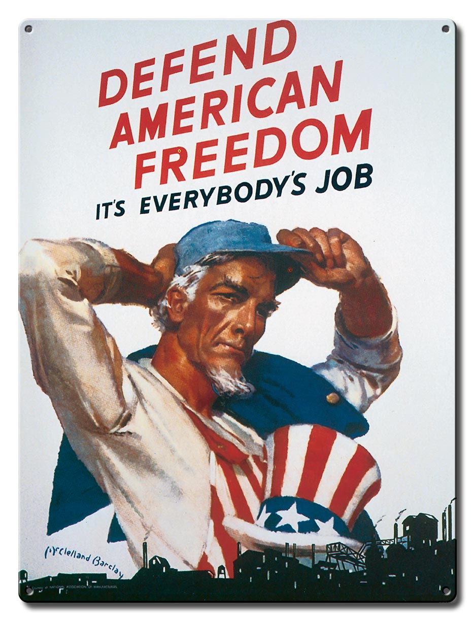 Defend America Uncle Sam Vintage Sign, Patriotic, Metal Sign, Wall Art, 12 X 16 Inches