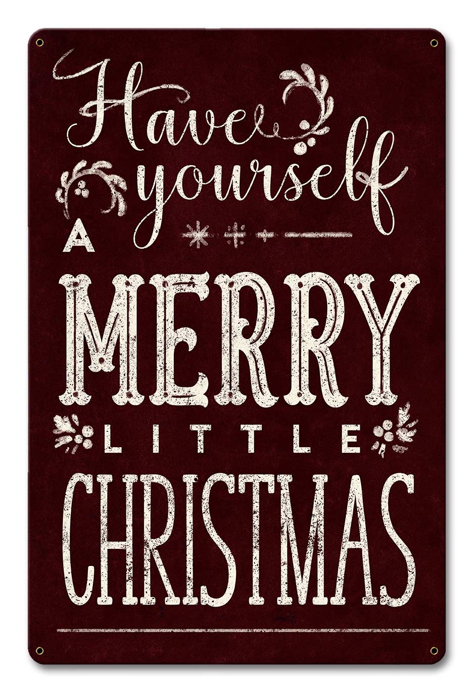Merry Little Christmas, Seasonal, Metal Sign, Wall Art, 12 X 18 Inches
