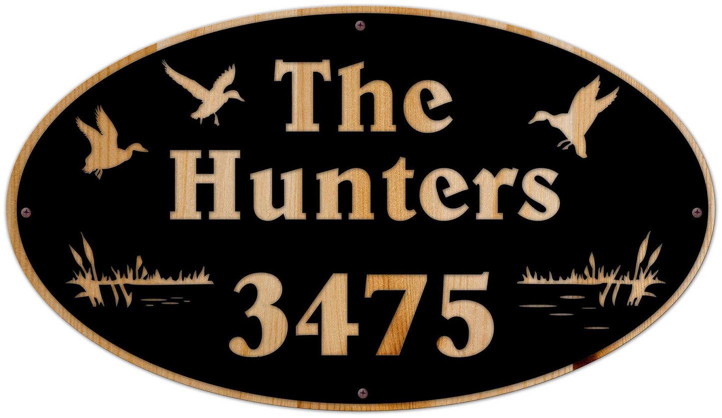 Duck Pond Name Number Personalized, Home & Garden, Metal Sign, Wall Art, 28 X 16 Inches