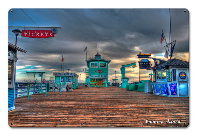 Catalina Island Pier Vintage Sign, Other, Metal Sign, Wall Art, 18 X 12 Inches