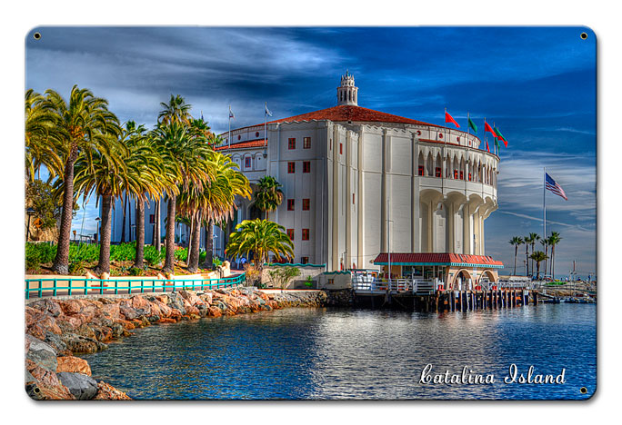 Casino Catalina Island Satin Vintage Sign, Bar and Alcohol , Metal Sign, Wall Art, 18 X 12 Inches