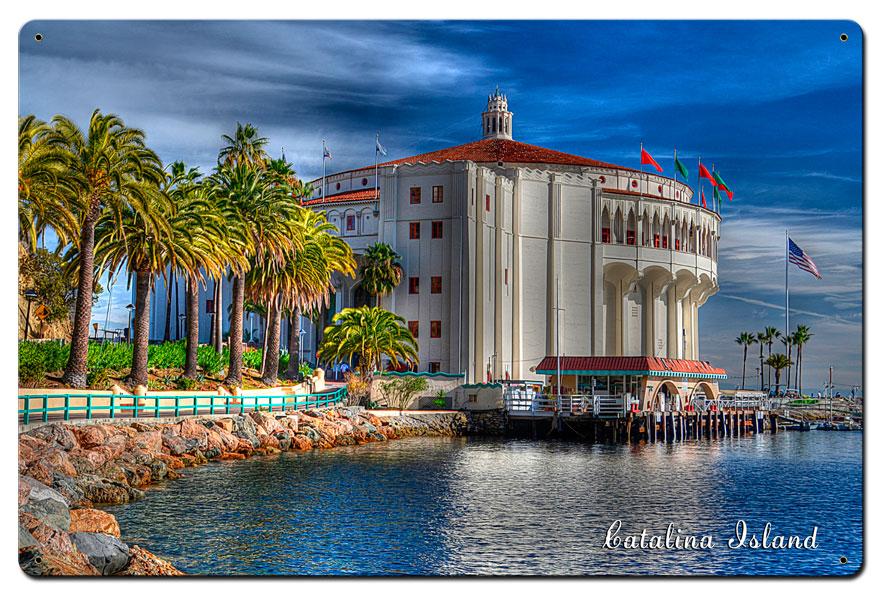 Casino Catalina Island Satin Vintage Sign, Bar and Alcohol , Metal Sign, Wall Art, 24 X 16 Inches