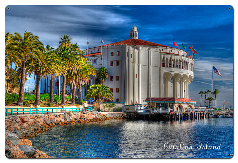 Casino Catalina Island Satin Vintage Sign, Bar and Alcohol , Metal Sign, Wall Art, 36 X 24 Inches