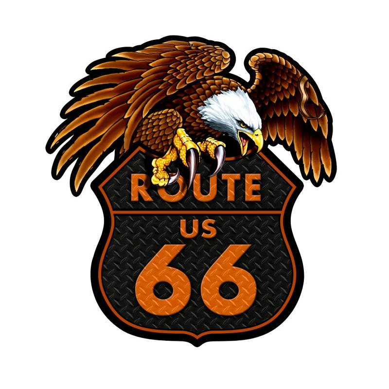 Route 66 Eagle Vintage Sign, Street Signs, Metal Sign, Wall Art, 16 X 18 Inches