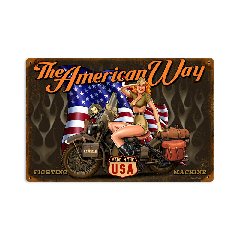 American Way Vintage Sign, Other, Metal Sign, Wall Art, 18 X 12 Inches