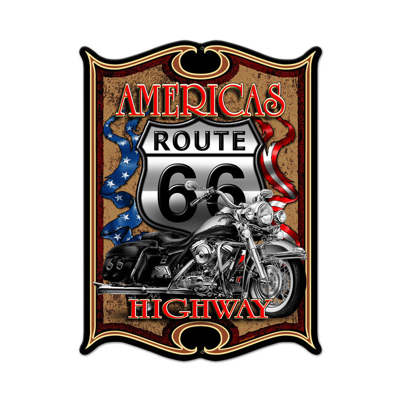 Americas Highway Vintage Sign, Other, Metal Sign, Wall Art, 14 X 19 Inches