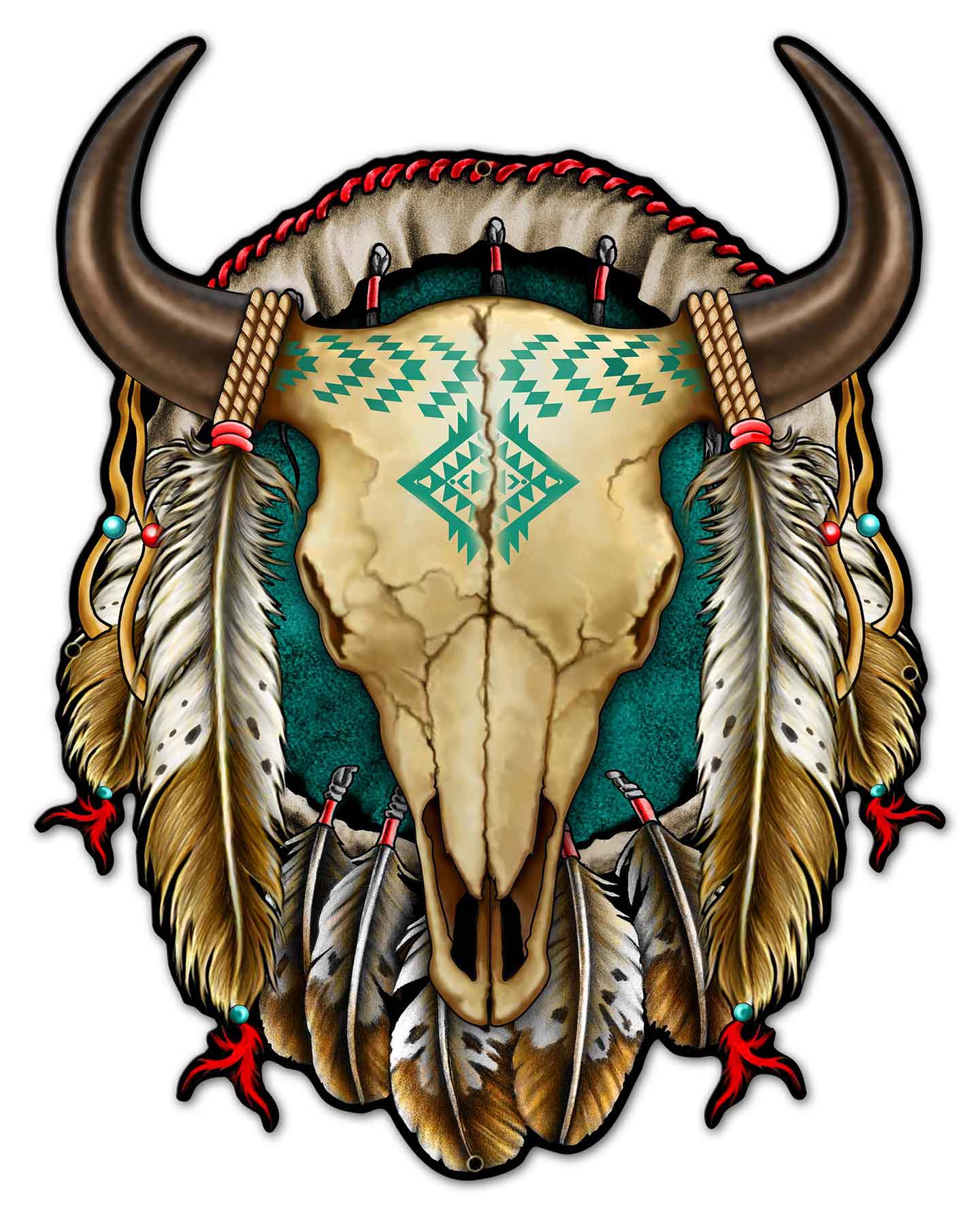 SKULL SHIELD, Other, Metal Sign, Wall Art, 24 X 30 Inches