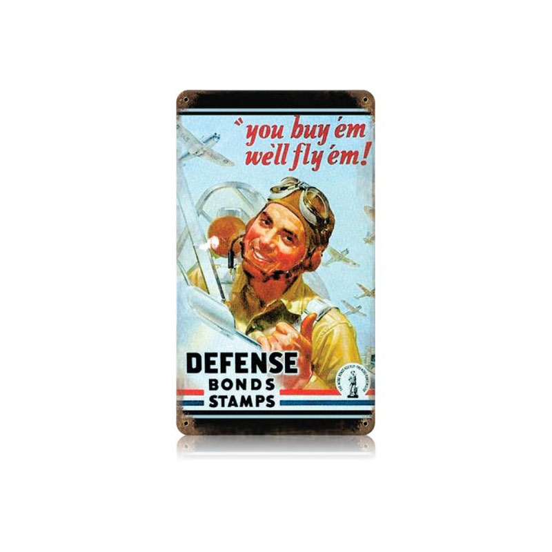 Defense Bond Stamps Vintage Sign, Military, Metal Sign, Wall Art, 8 X 14 Inches