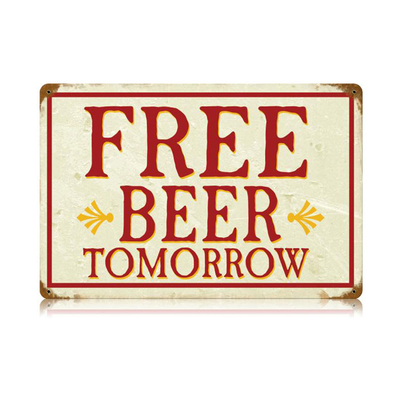 Free Beer Vintage Sign, Man Cave, Metal Sign, Wall Art, 18 X 12 Inches