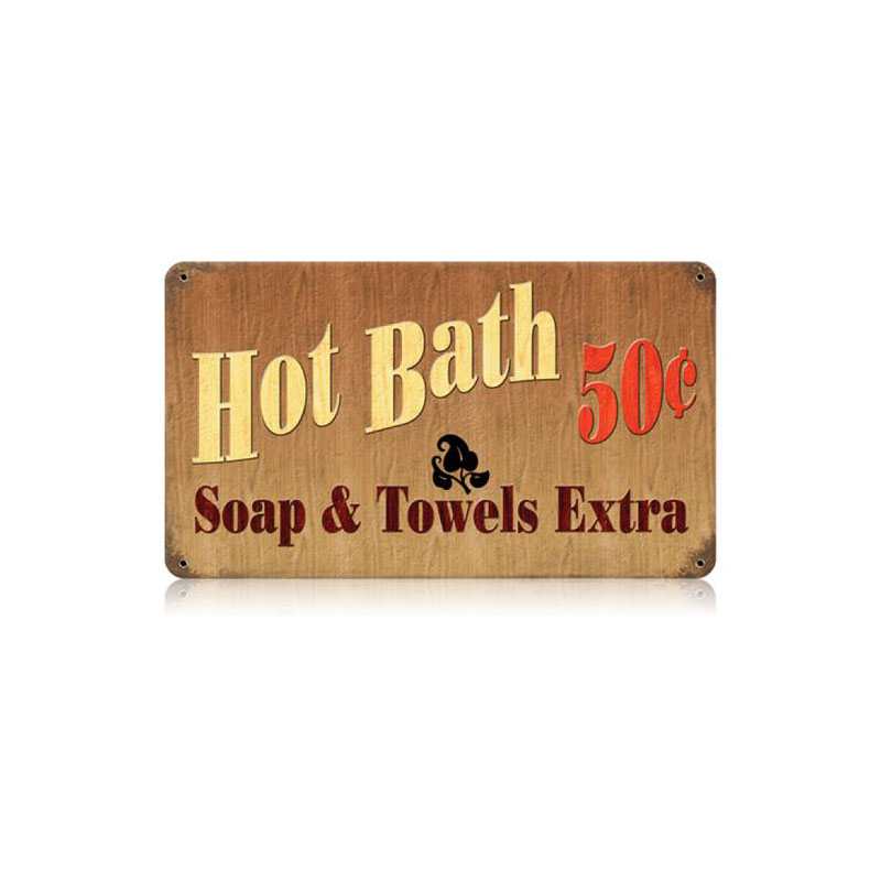 Hot Bath Vintage Sign, Home & Garden, Metal Sign, Wall Art, 14 X 8 Inches