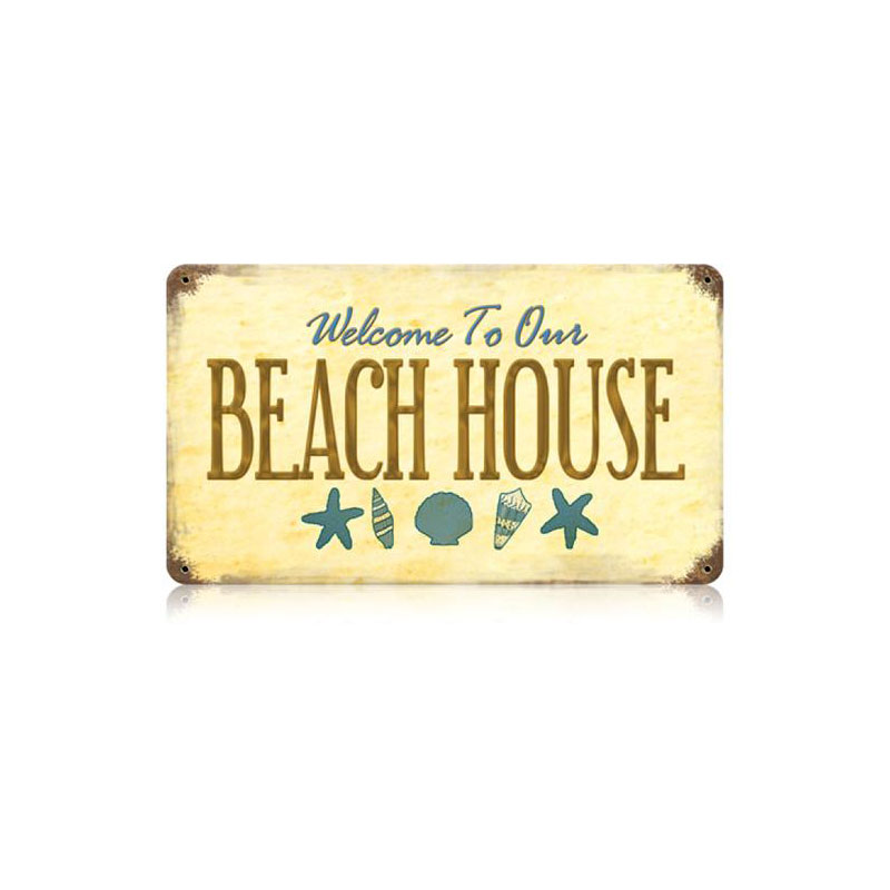 Beach House Vintage Sign, Home & Garden, Metal Sign, Wall Art, 14 X 8 Inches