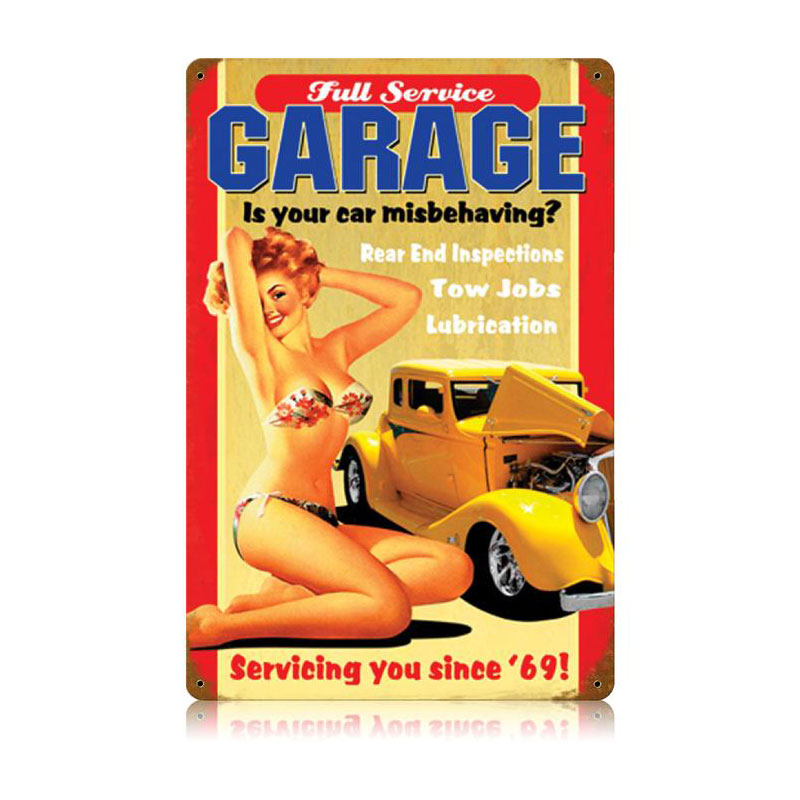 Full Service Garage Vintage Sign, Transportation, Metal Sign, Wall Art, 12 X 18 Inches