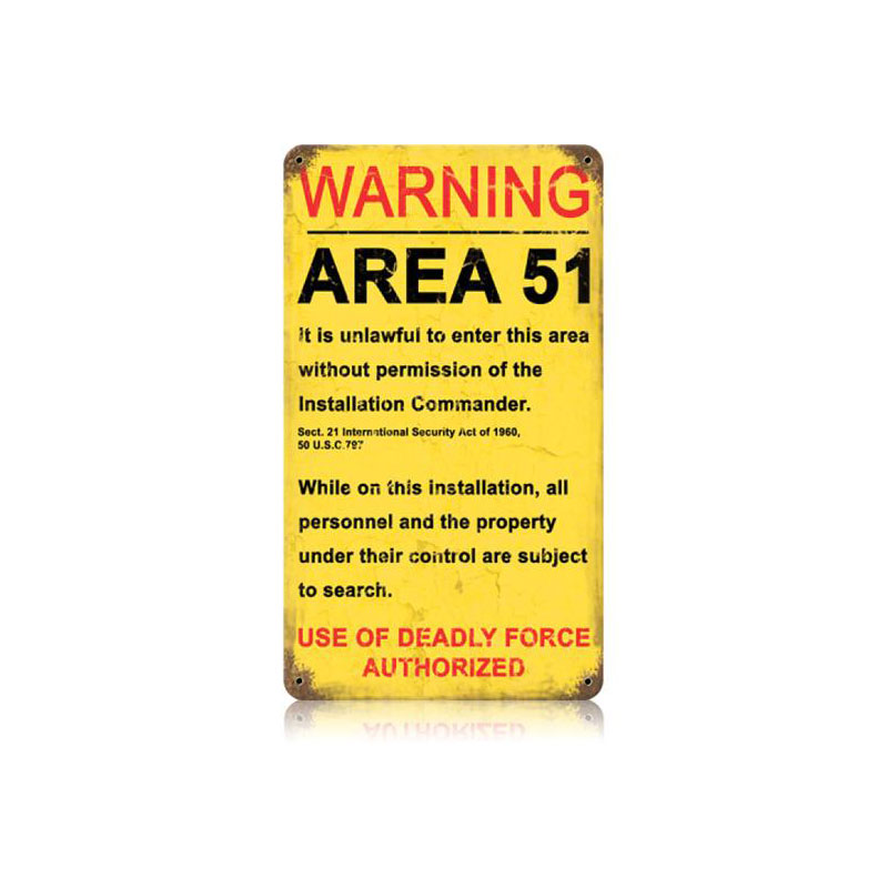 Area 51 Vintage Sign, Oil & Petro, Metal Sign, Wall Art, 8 X 14 Inches