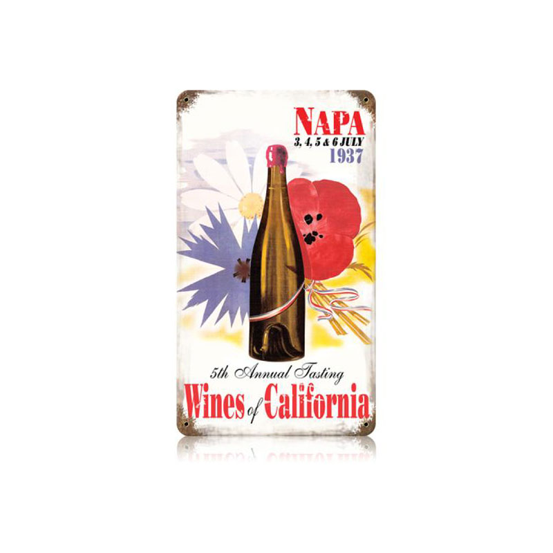 Wines Of California Vintage Sign, Travel, Metal Sign, Wall Art, 8 X 14 Inches