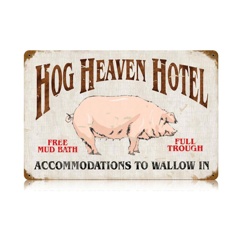 Hog Heaven Vintage Sign, Home & Garden, Metal Sign, Wall Art, 18 X 12 Inches