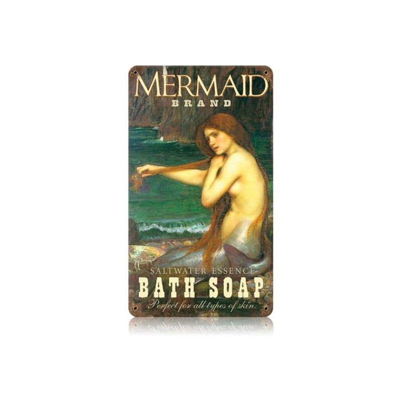 Mermaid Soap Vintage Sign, Home & Garden, Metal Sign, Wall Art, 8 X 14 Inches