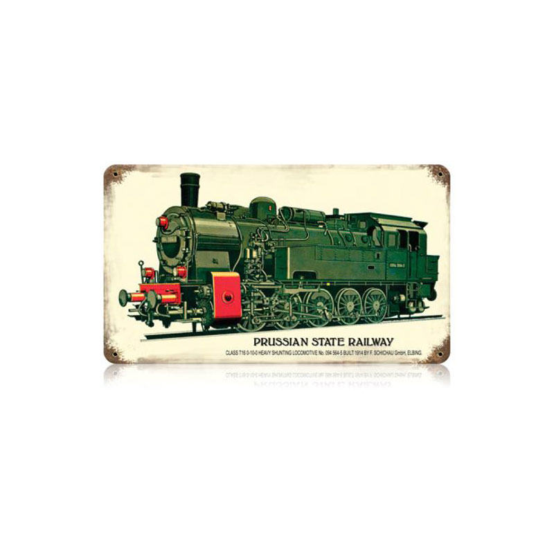 Prussian State Railway Vintage Sign, Trains, Metal Sign, Wall Art, 14 X 8 Inches