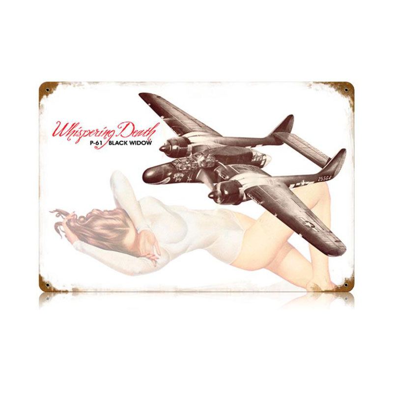 Black Widow Vintage Sign, Aviation, Metal Sign, Wall Art, 18 X 12 Inches