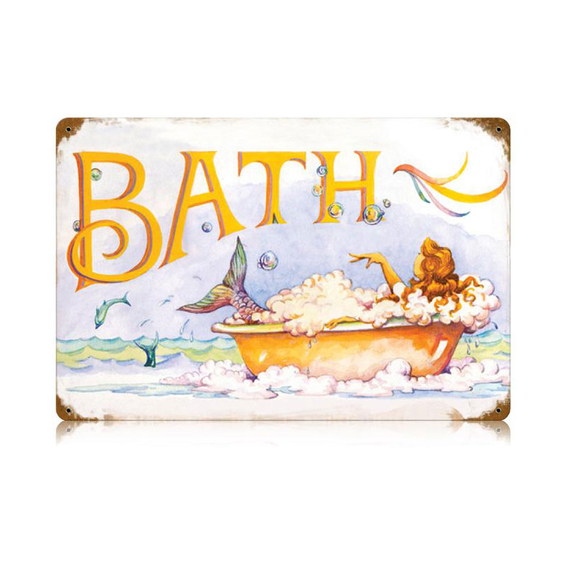 Mermaid Bath Vintage Sign, Home & Garden, Metal Sign, Wall Art, 18 X 12 Inches