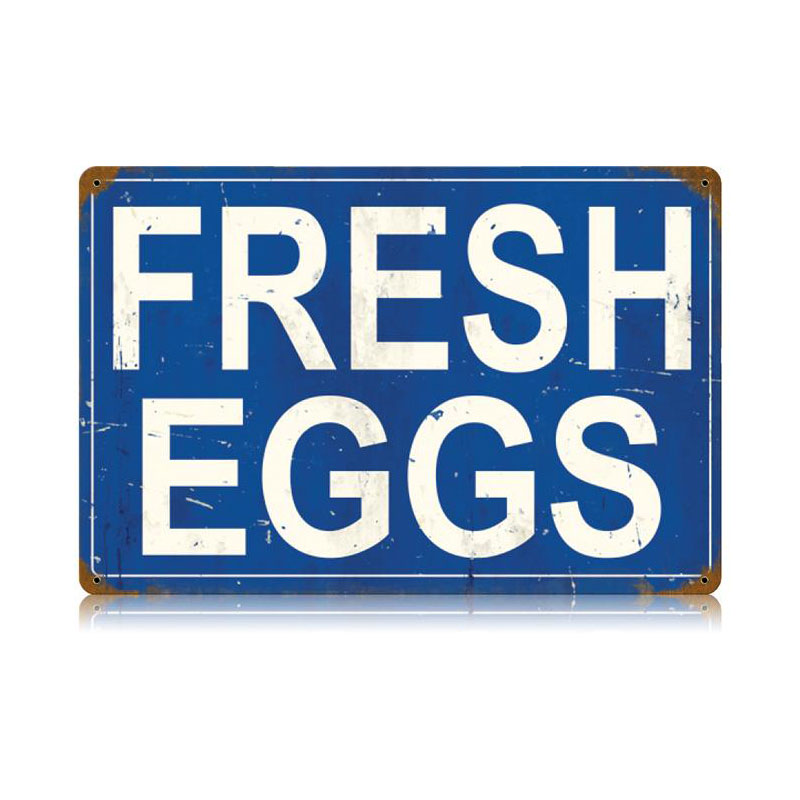 Fresh Eggs Vintage Sign, Food & Drink, Metal Sign, Wall Art, 18 X 12 Inches