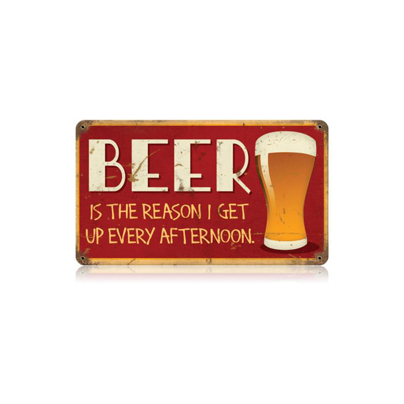 Beer Afternoon Vintage Sign, Man Cave, Metal Sign, Wall Art, 14 X 8 Inches
