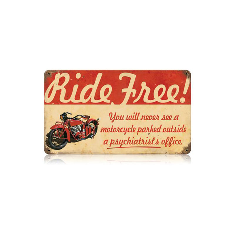 Ride Free Motorcycle Vintage Sign, Transportation, Metal Sign, Wall Art, 14 X 8 Inches