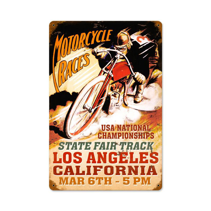 La Motorcycles Vintage Sign, Motorcycle, Metal Sign, Wall Art, 18 X 12 Inches