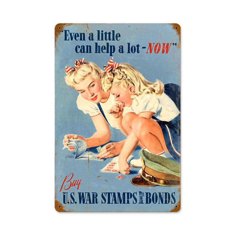 Us War Stamps Vintage Sign, Military, Metal Sign, Wall Art, 18 X 12 Inches
