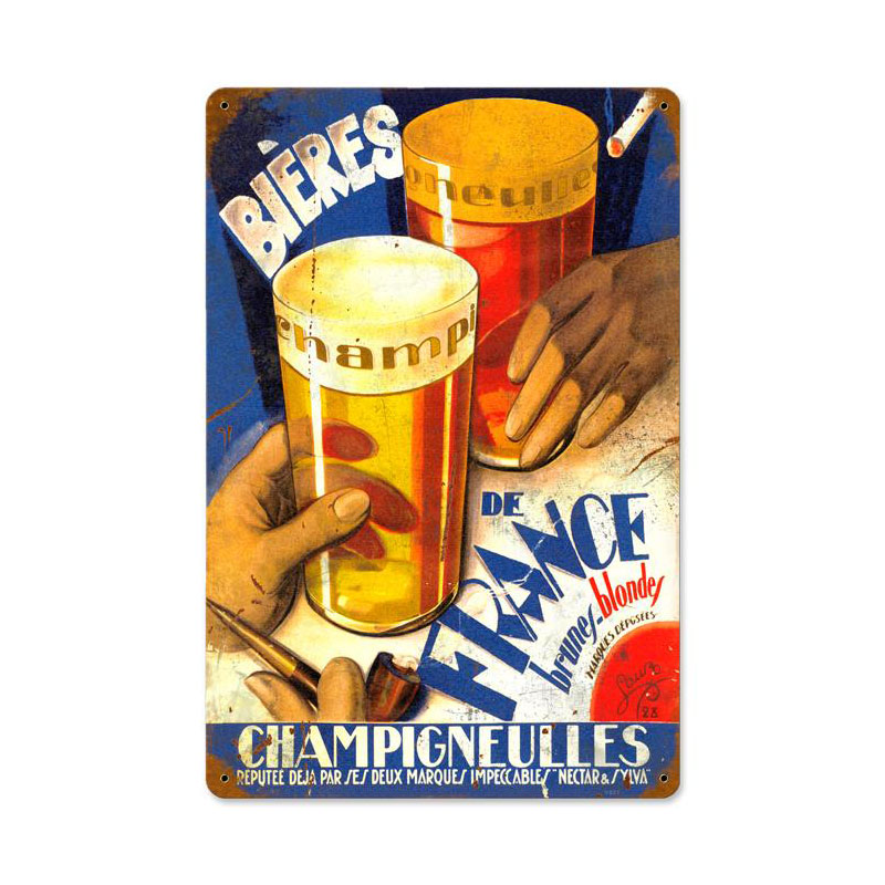 Beers Of France Vintage Sign, Man Cave, Metal Sign, Wall Art, 18 X 12 Inches