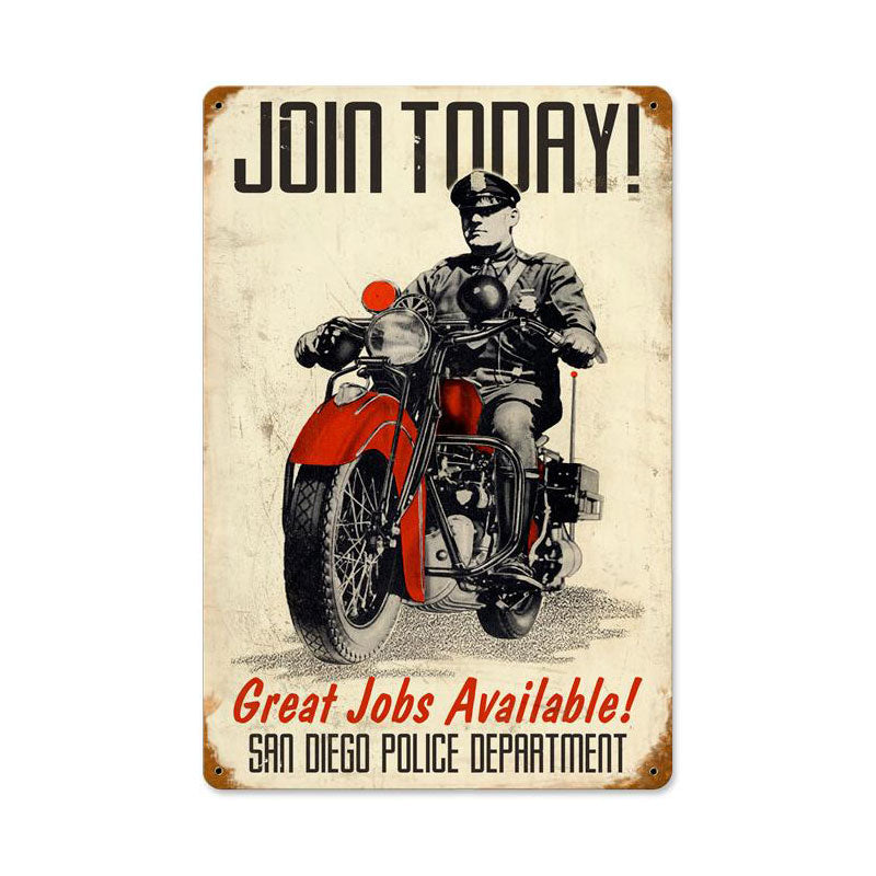 San Diego Police Vintage Sign, Transportation, Metal Sign, Wall Art, 18 X 12 Inches