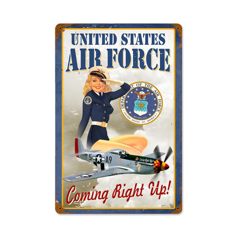 Us Air Force Girl Vintage Sign, Military, Metal Sign, Wall Art, 18 X 12 Inches
