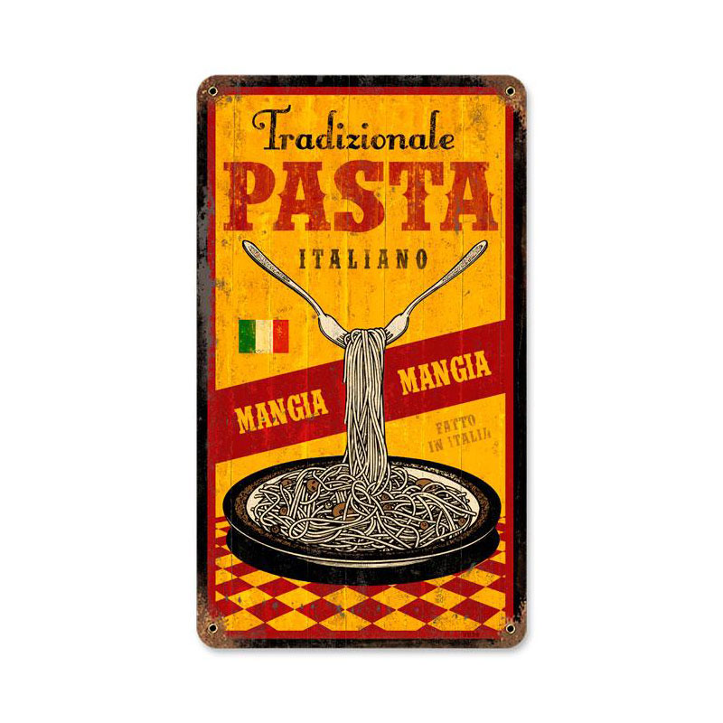 Traditional Pasta Vintage Sign, Oil & Petro, Metal Sign, Wall Art, 8 X 14 Inches