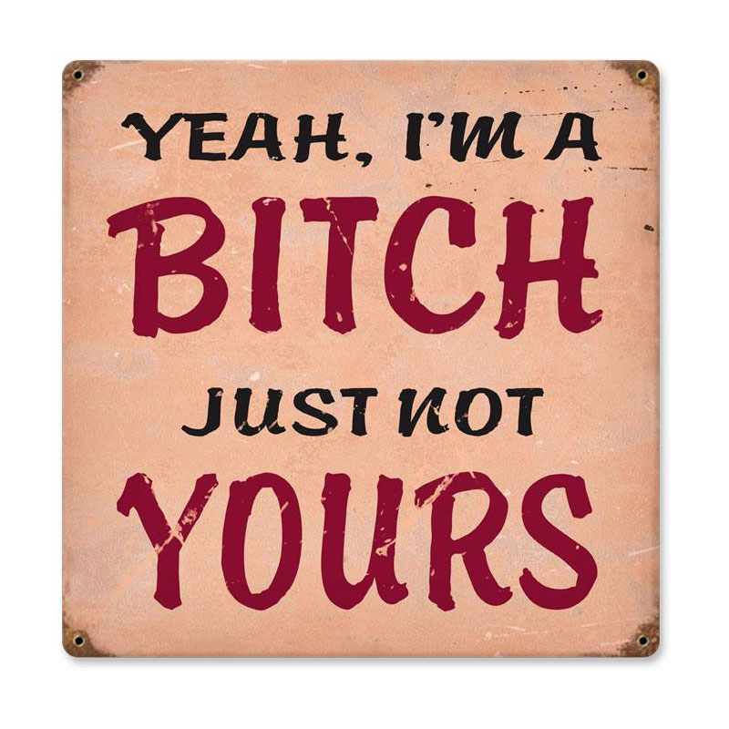 I'M A Bitch Vintage Sign, Oil & Petro, Metal Sign, Wall Art, 12 X 12 Inches
