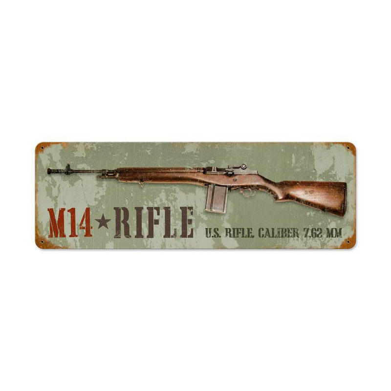 M14 Rifle Vintage Sign, Military, Metal Sign, Wall Art, 24 X 8 Inches