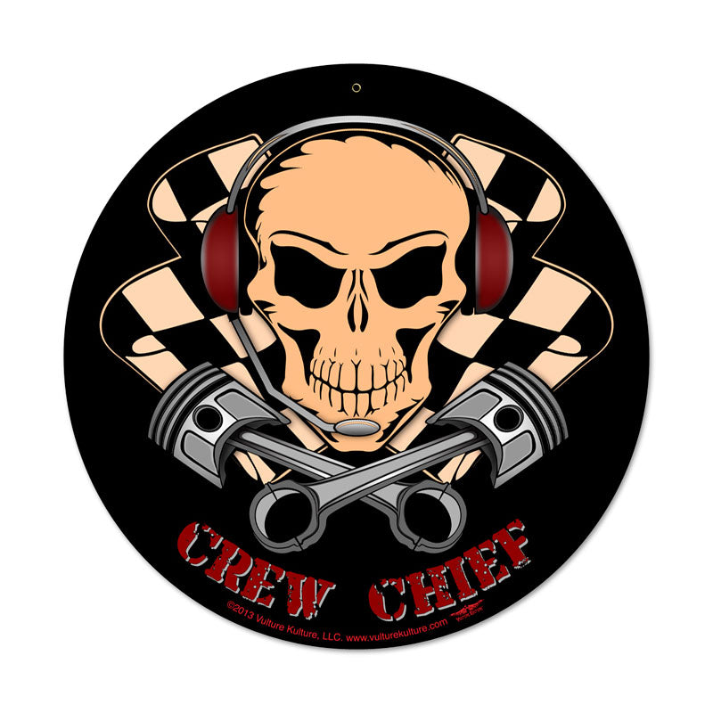 Crew Chief Vintage Sign, Automotive, Metal Sign, Wall Art, 14 X 14 Inches