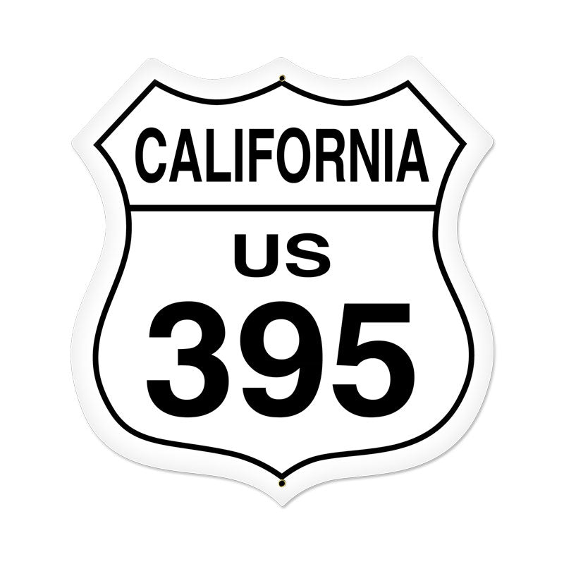 California Route 395 Vintage Sign, Street Signs, Metal Sign, Wall Art, 28 X 28 Inches