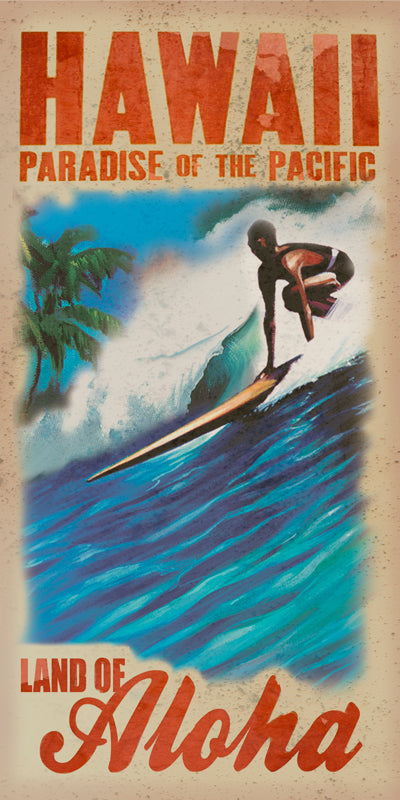 WADE122 - 12 X 24 SATIN METAL SIGN - HAWAII LAND ALOHA, Automotive, Metal Sign, Wall Art, 12 X 24 Inches