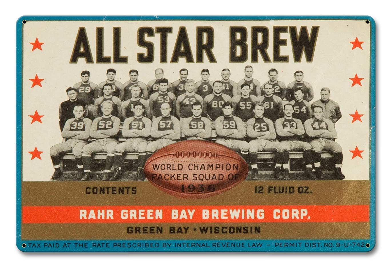 All Star Brew, Automotive, Metal Sign, Wall Art, 18 X 12 Inches