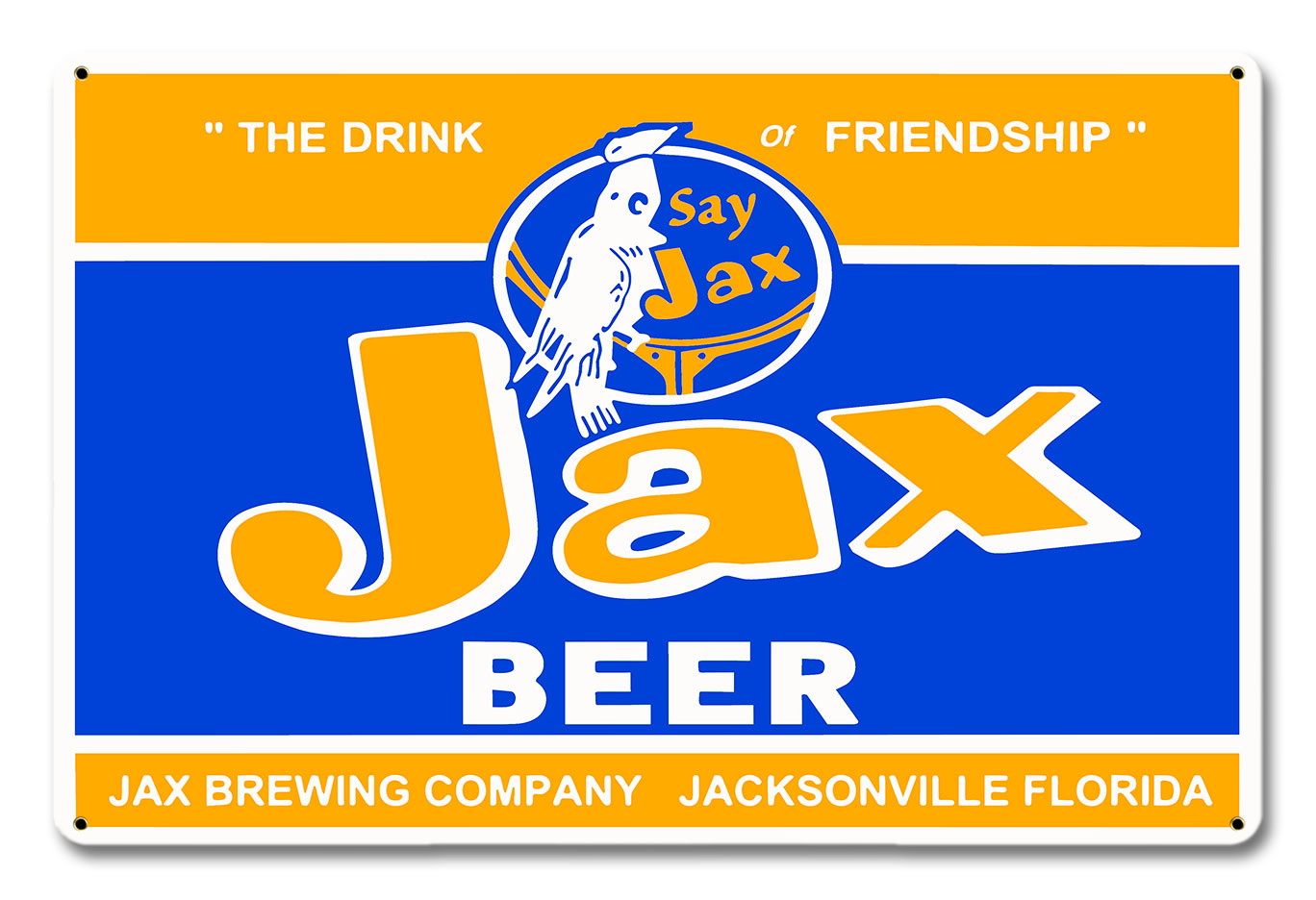 Jax Beer, Automotive, Metal Sign, Wall Art, 18 X 12 Inches