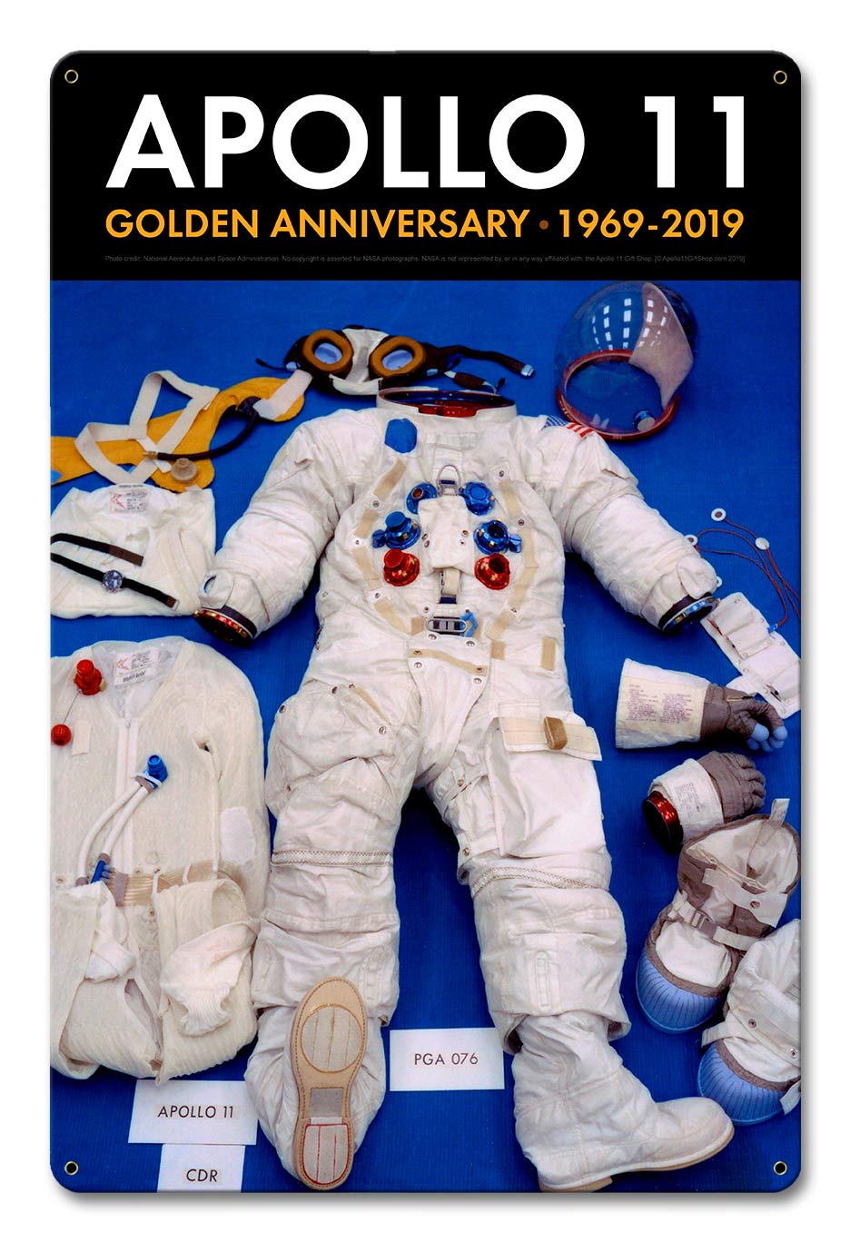 Apollo 11 50th Anniversary EVA Spacesuit Space Suit Black Metal Sign Vintage Sign, Aviation, Metal Sign, Wall Art, 12 X 18 Inches