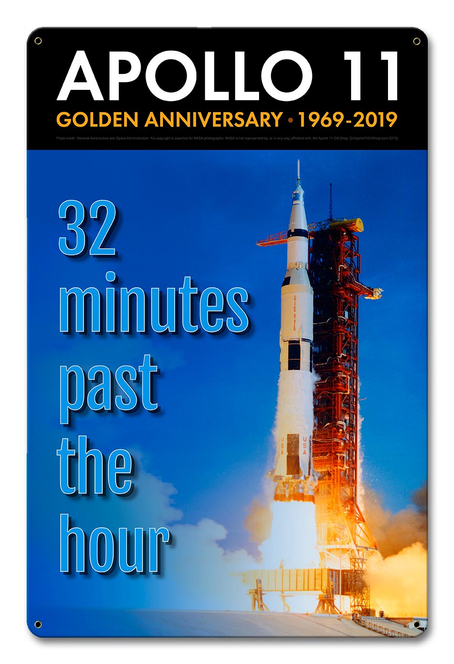 Apollo 11 50th Anniversary 32 Minutes Past the Hour Metal Sign Vintage Sign, Aviation, Metal Sign, Wall Art, 12 X 18 Inches