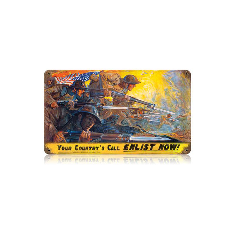 Country Calls Vintage Sign, Military, Metal Sign, Wall Art, 14 X 8 Inches