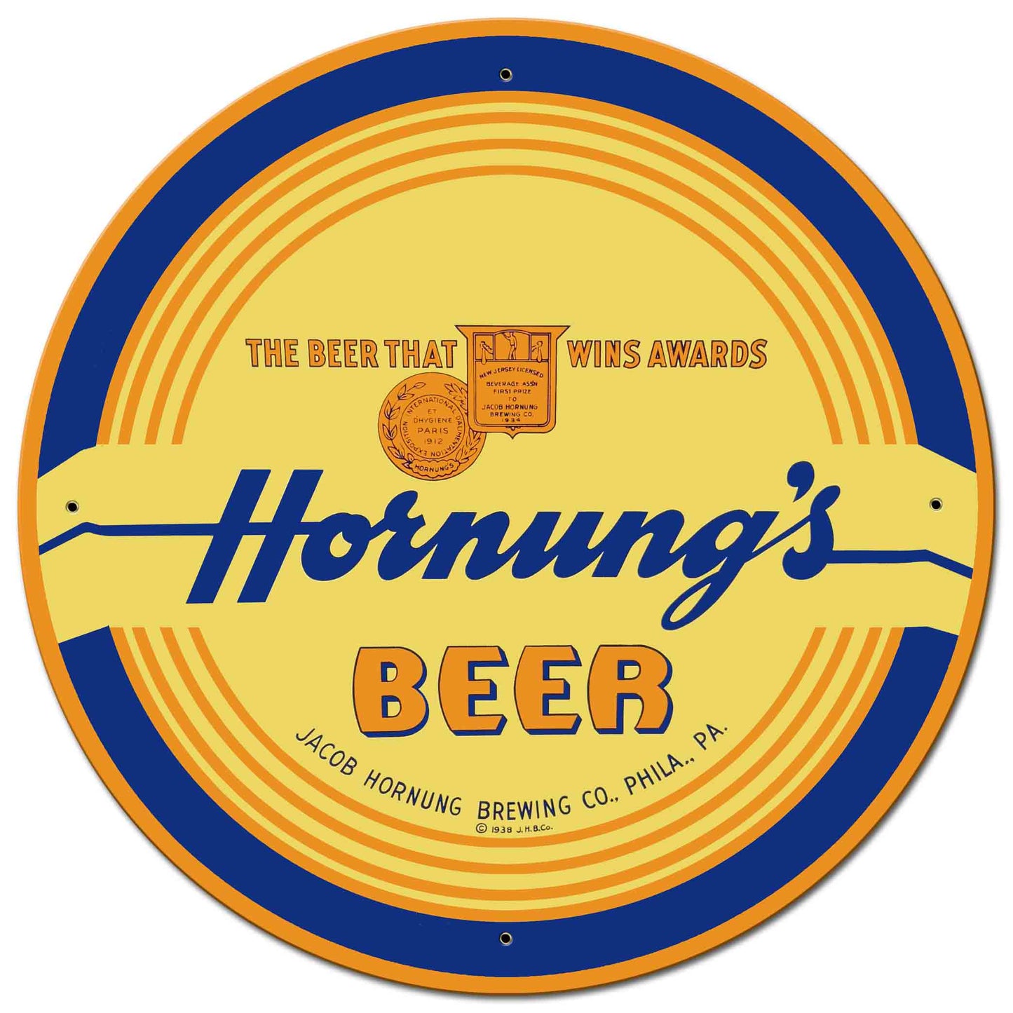 Hornungs Beer 28 X 28 vintage metal sign